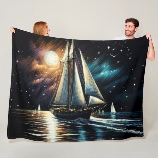 Couverture Polaire Dessin Pastel Dur Nuit (En situation)