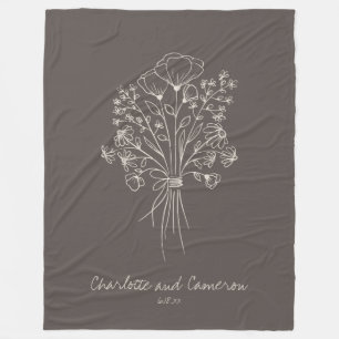 Couverture Polaire Dessin personnalisé de fleurs bohèmes en ligne mar