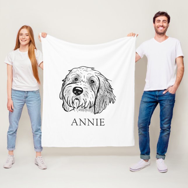 Couverture Polaire Dessin personnalisé Goldendoodle Dog (En situation)