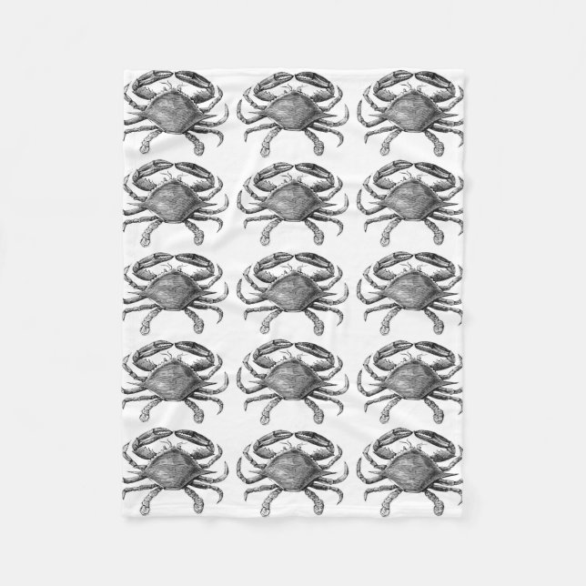 Couverture Polaire Dessin vintage de crabe (Devant)