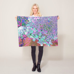 Couverture Polaire Détail élégant d'hortensia Aqua et Violet Limeligh