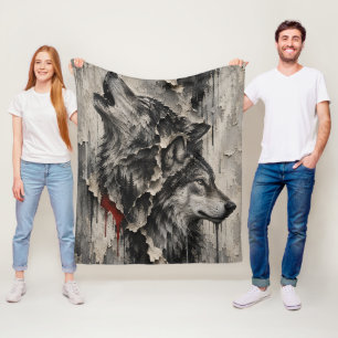Couverture Polaire Deux Loups, Un Cœur