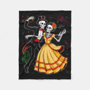 Couverture Polaire Dia De Los Muertos Squelettes Danse Jour Mexicain