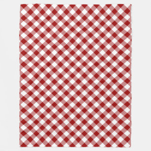 Couverture Polaire Diagonal rouge et blanc En vichy plaid