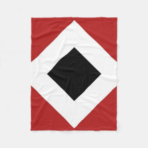 Couverture Polaire Diamant noir, Bordure en blanc gras sur Rouge