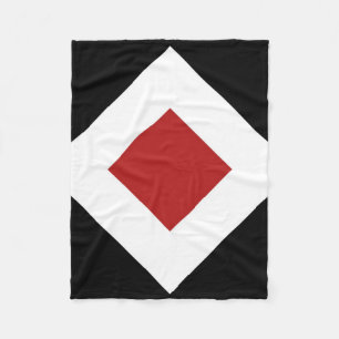 Couverture Polaire Diamant rouge, Bordure blanche en gras sur noir