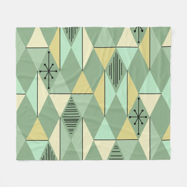 Couverture Polaire Diamants d'Art de l'Âge Atomique Mint Vert Jaune (Devant (Horizontal))