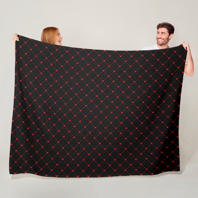Couverture Polaire Diamond Shaped Red Heart & Line Art (En situation)