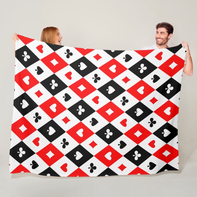 Couverture Polaire Diamonds Coeurs Pique Clubs Jouer Cartes Motif (En situation)