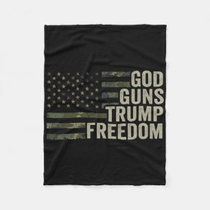 Couverture Polaire Dieu Armes Trump Liberté - Drôle Camouflage Pro Ar