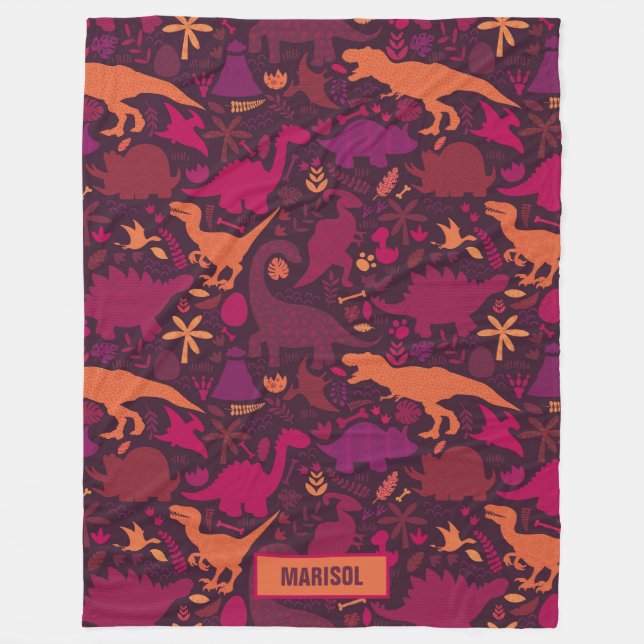 Couverture Polaire Dino Doodle Silhouettes Enfants Dinosaur (Devant)