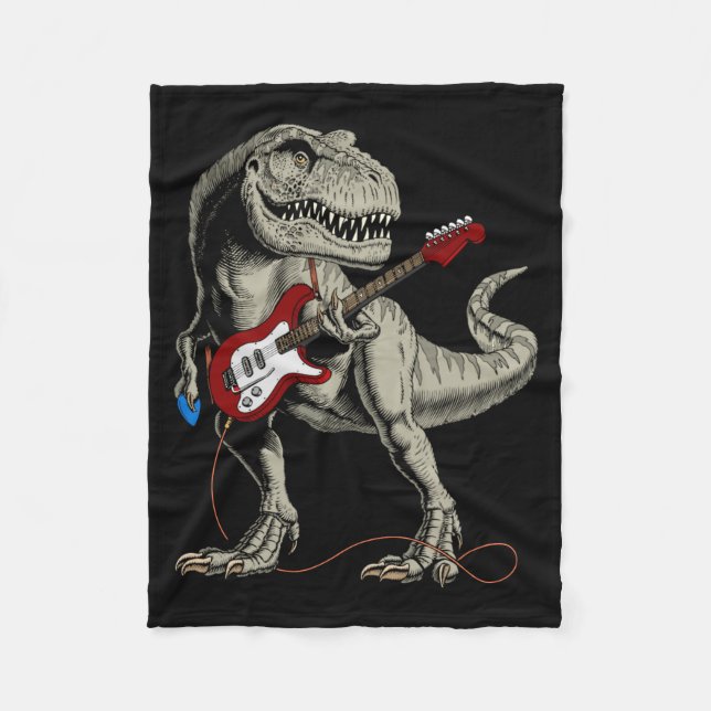 Couverture Polaire Dinosaur Acoustic Electric B Guitar Player  (Devant)