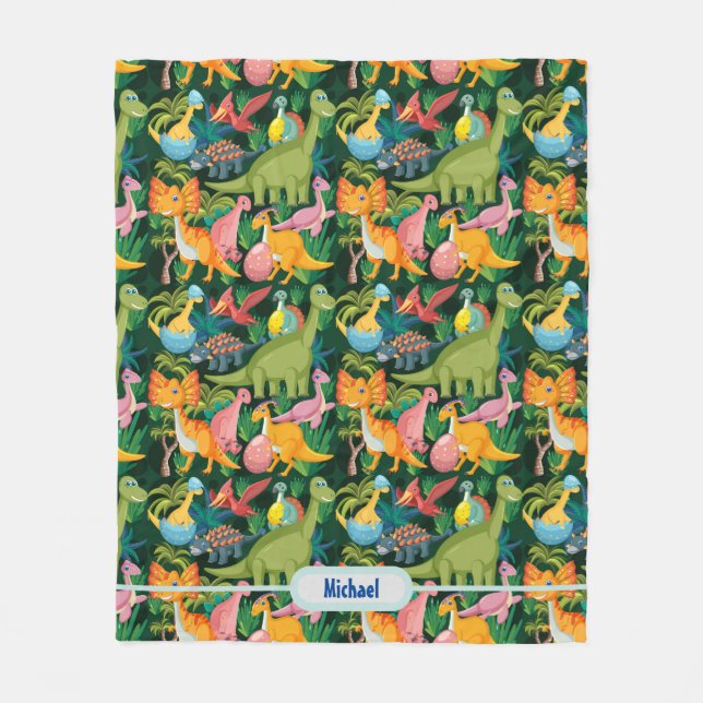 Couverture Polaire Dinosaur Fleece Personnaliser le nom du garçon Bla (Devant)