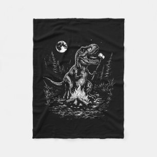 Couverture Polaire Dinosaur rétro s'mores feu de camp lune camping-ca