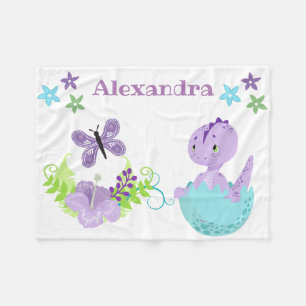 Couverture Polaire Dinosaure bébé et papillon personnalisés