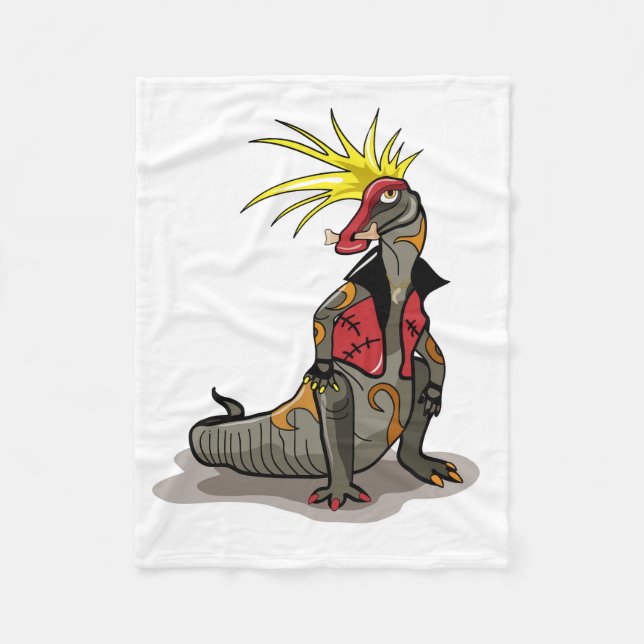 Couverture Polaire Dinosaure Hadrosaurus Habillé Comme Un Punk. (Devant)