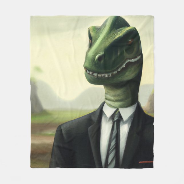 Couverture Polaire Dinosaure préhistorique Homme d'affaires, Amusant  (Devant)