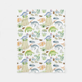 Couverture Polaire Dinosaures aquarelle pour enfants