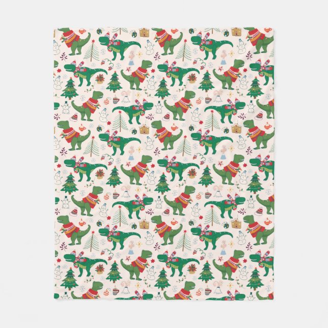 Couverture Polaire Dinosaures dans Sweaters Motif de Noël (Devant)