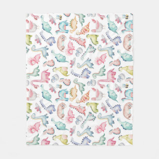 Couverture Polaire Dinosaures mignons, motif d'aquarelle pour enfants