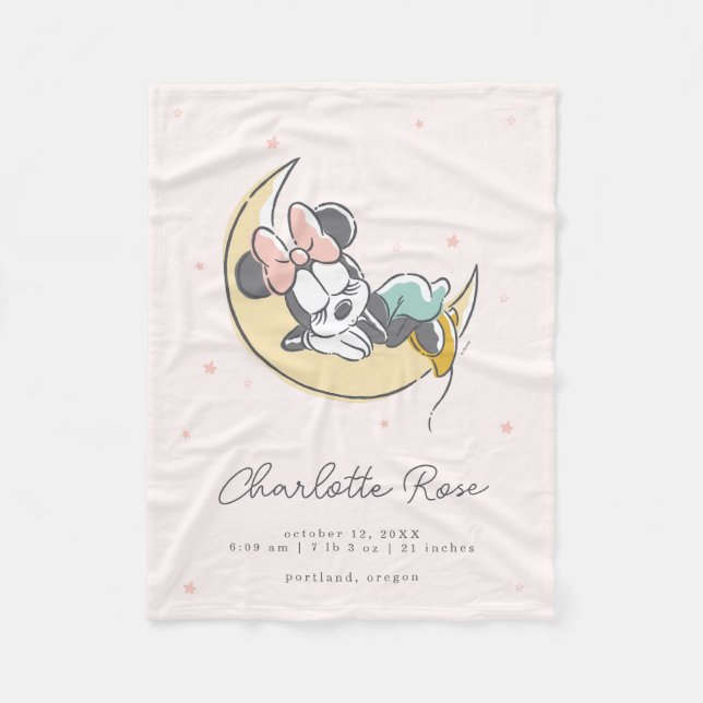 Couverture Polaire Disney Minnie Souris Lune Bébé statistiques de nai (Devant)
