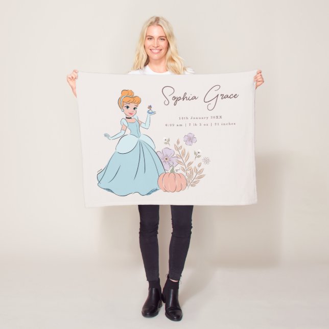 Couverture Polaire Disney Princess Cinderella Birth Stats Keepsaké (En situation)