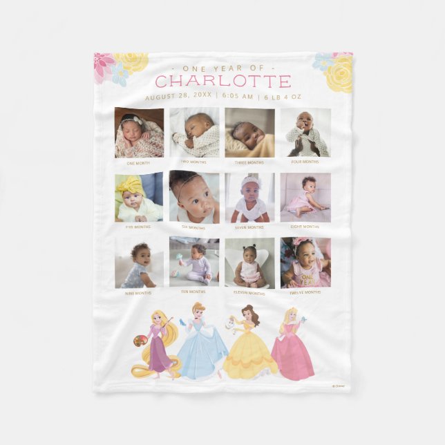Couverture Polaire Disney Princess | One Year of - 12 Months (Devant)