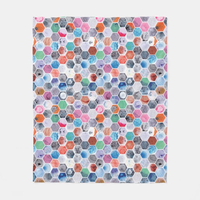 Couverture Polaire Divers Hexagones marbrés (Devant)
