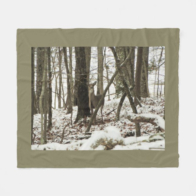 Couverture Polaire Doe Deer dans la neige (Devant (Horizontal))