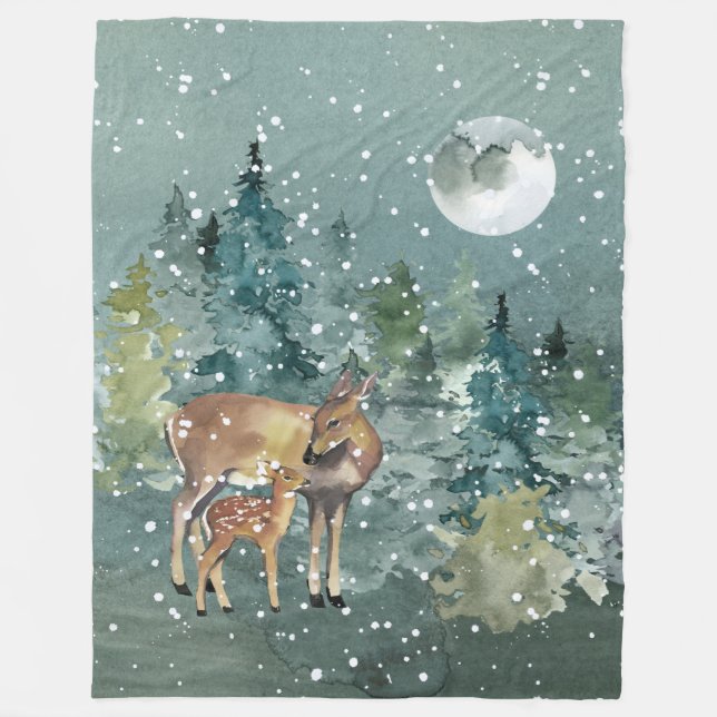 Couverture Polaire Doe et chevreuils dans la Pleine lune forestière c (Devant)