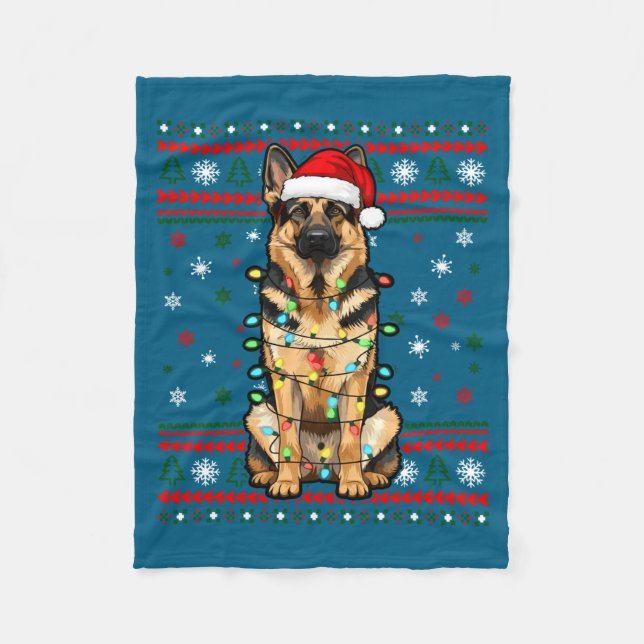 Couverture Polaire Dog Christmas, German Shepherd Christmas Lights Ug (Devant)