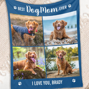 Couverture Polaire DOG MOM Custom Modern Photo Collage Amoureux des c