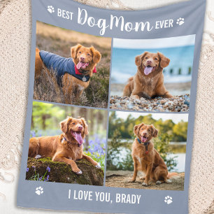Couverture Polaire DOG MOM Moderne Personnalisé 4 Photo Collage
