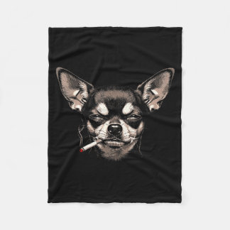 Couverture Polaire Dog Smoking Cigarette Funny Chihuahua Meme Men Wom