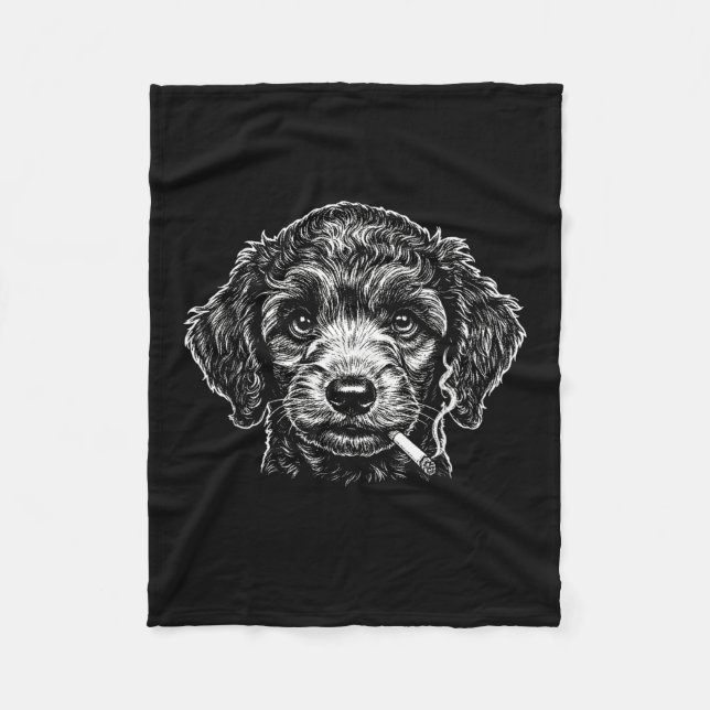Couverture Polaire Dog Smoking Cigarette Funny Poodle Meme  (Devant)