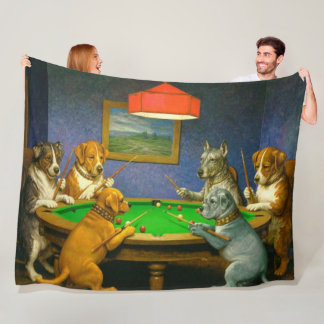 Couverture Polaire Dogs Playing Snooker Billiards Fun Spoof