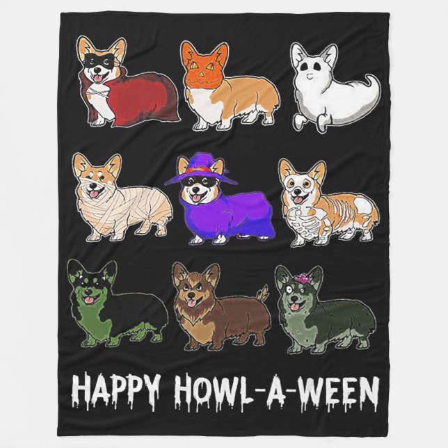 Couverture Polaire Don de chien | Funny Corgi Chien Halloween (Devant)