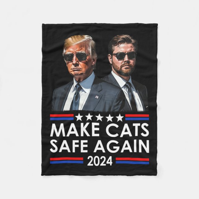 Couverture Polaire Donald Trump met les chats en sécurité à nouveau 2 (Devant)