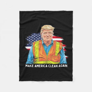 Couverture Polaire Donald Trump portant un gilet de poubelle Make Ame