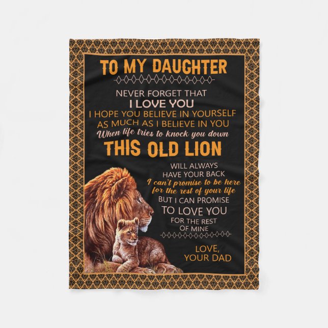 Couverture Polaire Dons de filles| Lettre À Ma Fille De Papa (Devant)