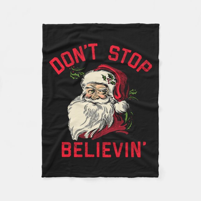 Couverture Polaire Don't Stop Believing, Funny Santa, Winter Christma (Devant)