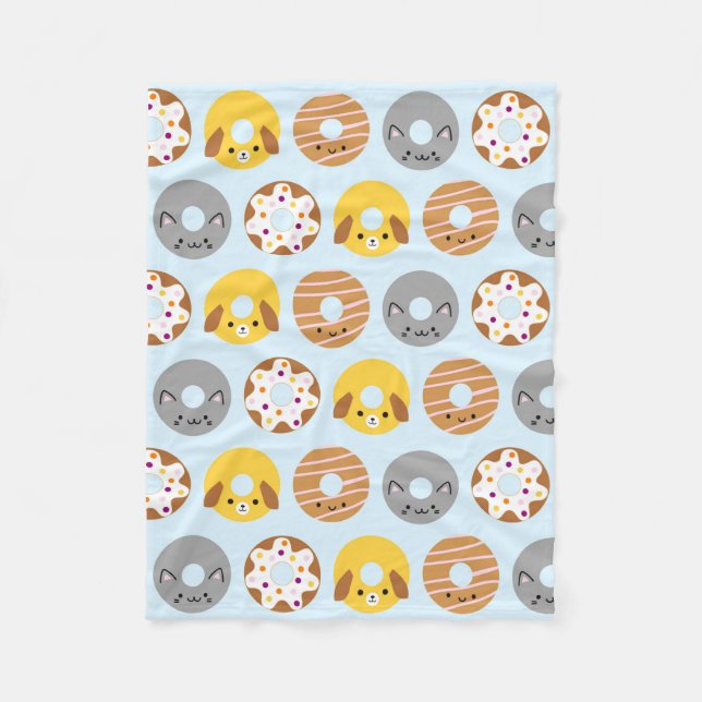 Couverture Polaire Donuts animaux de Kawaii (Devant)