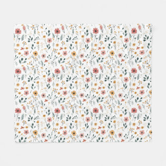 Couverture Polaire Doodle de fleur sauvage