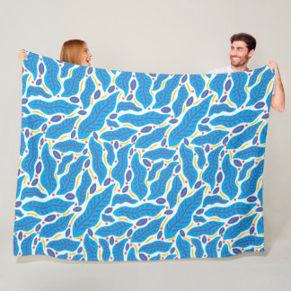 Couverture Polaire Doodle Feuille Tropical Colorful