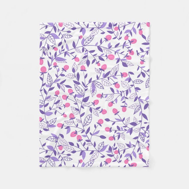 Couverture Polaire Doodles floraux rose et violet (Devant)