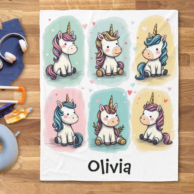 Couverture Polaire Doodles Unicorn mignons (Créateur téléchargé)