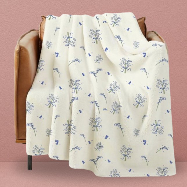 Couverture Polaire Dorm Modern Girly Bluebell Floral Pour Elle (Throw Blanket)
