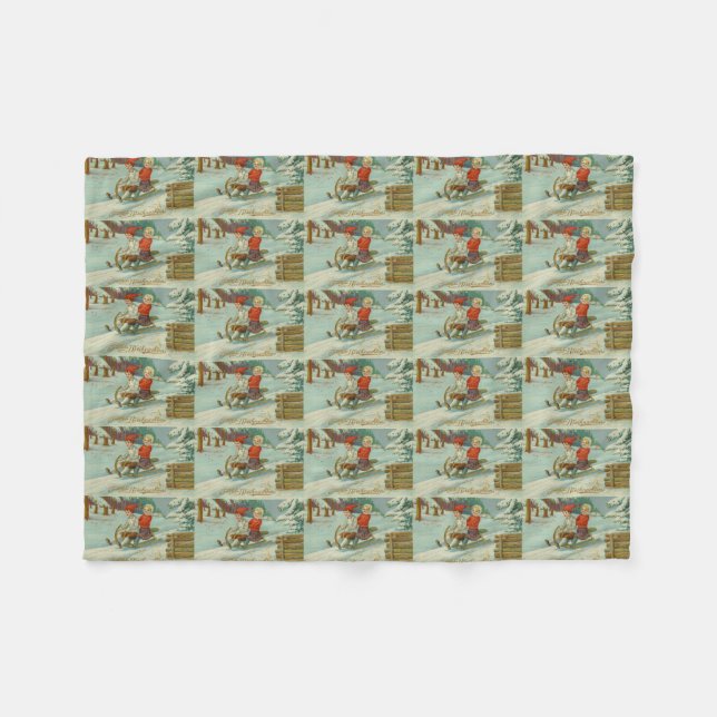 Couverture Polaire Dormir de Noël avec enfants (Devant (Horizontal))