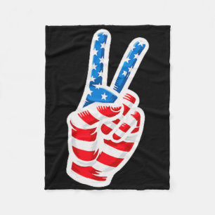 Couverture Polaire Dos Imprimer Drapeau Américain Paix Signal 4 Main 