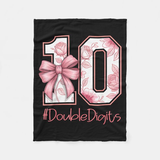 Couverture Polaire Double Digits Birthday Girl 10th Nk Coquette Bow F (Devant)